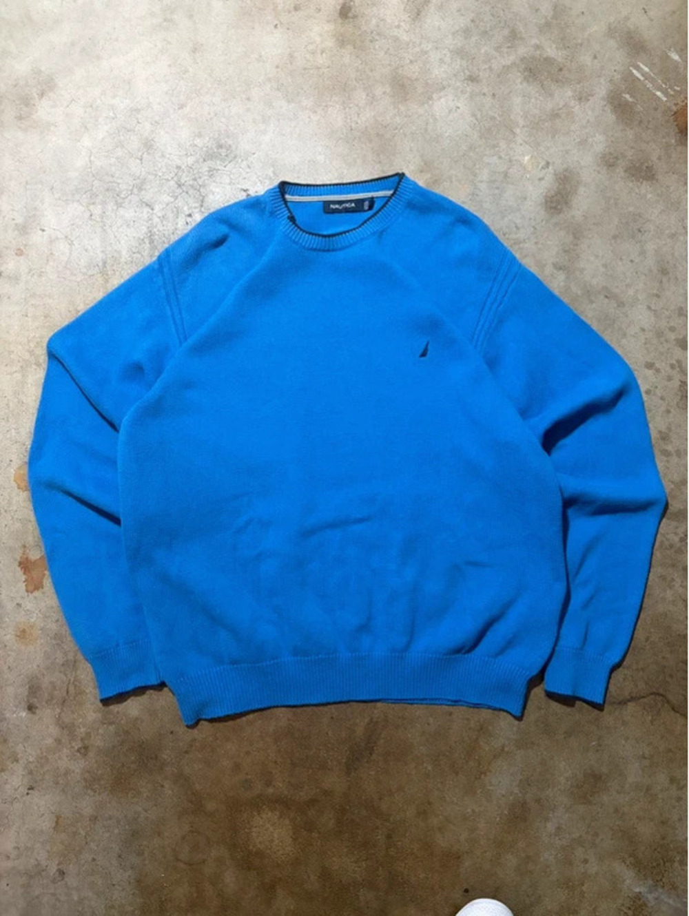Y2K knit Nautica sweater blue 100% cotton